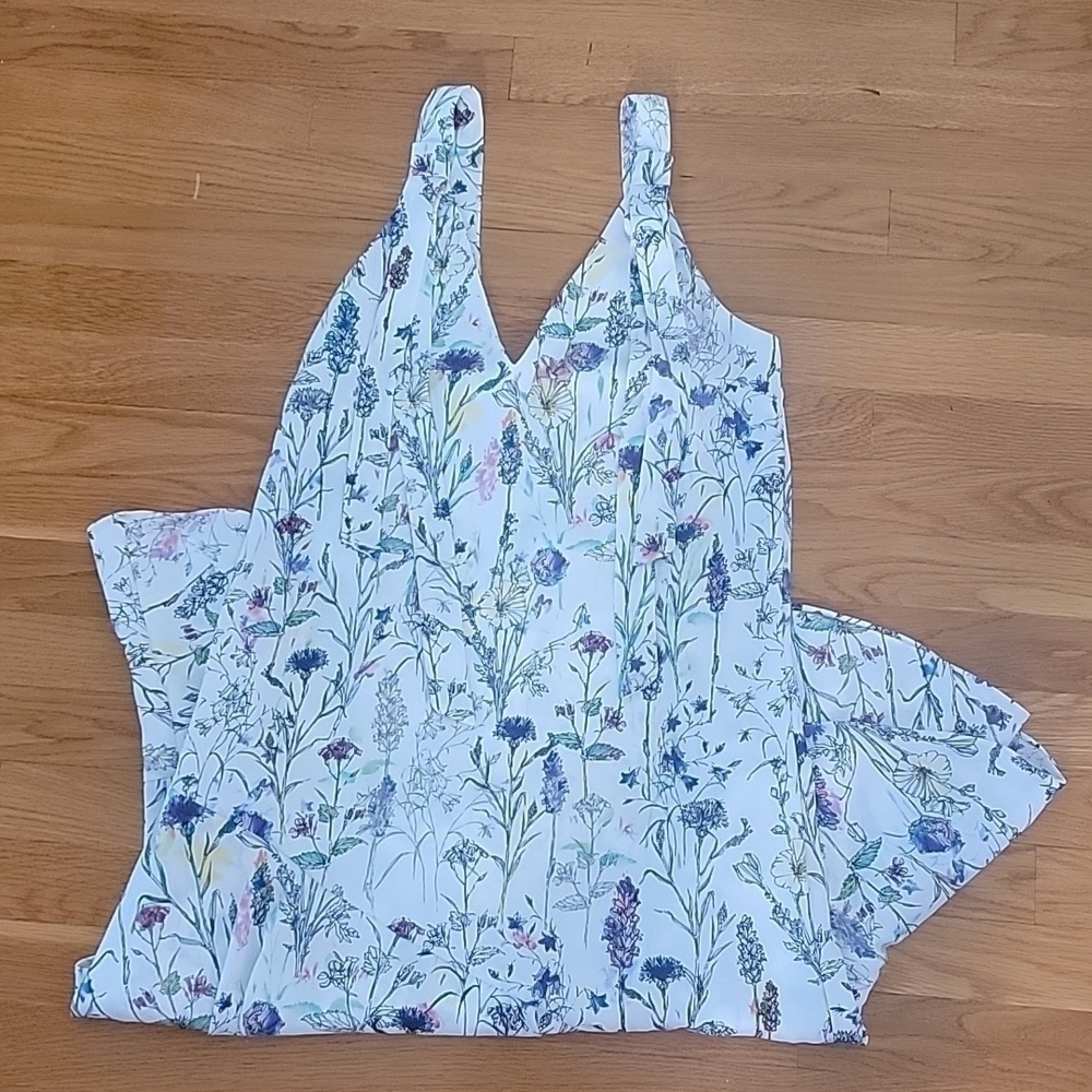H&M SUMMER DRESS Size 4 Natural white/Floral Crêpe Knee-length - Picture 7 of 16